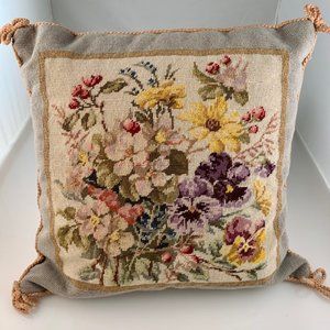 Pansy Needlepoint Pillow